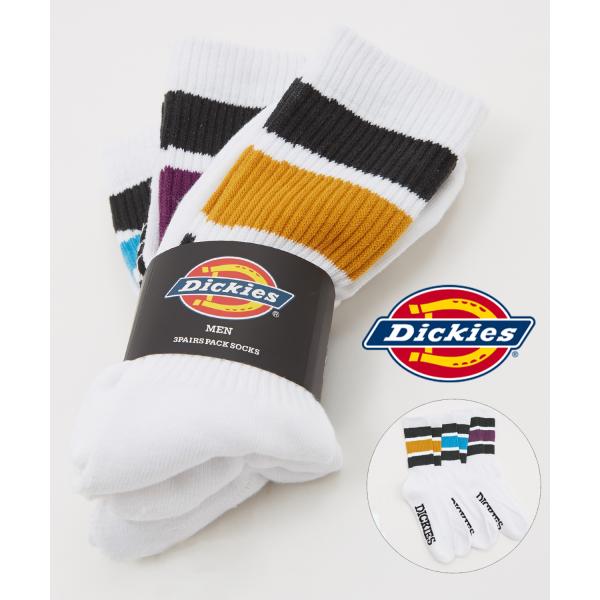 ソックス メンズ Dickies/ディッキーズ 3足セット パイル ラインソックス ショートソックス...