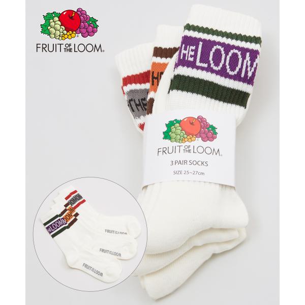 ソックス メンズ FRUIT OF THE LOOM/フルーツオブザルーム 3足セット ブランドロゴ...