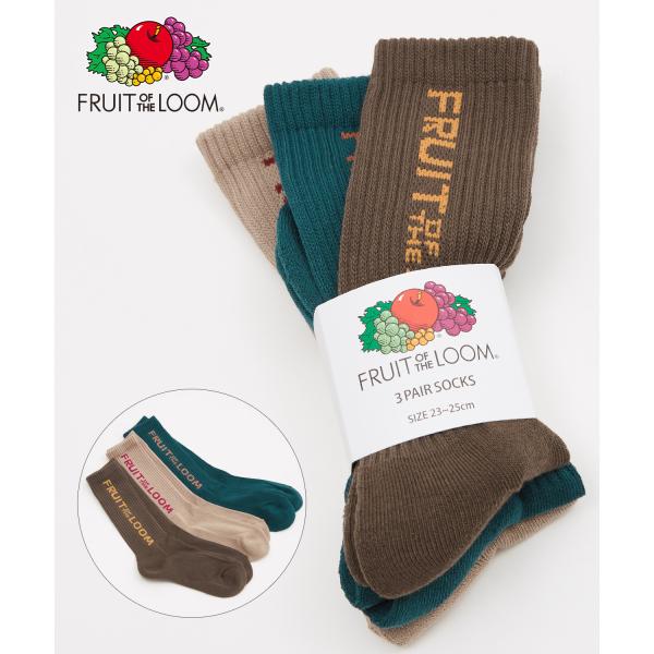 ソックス メンズ FRUIT OF THE LOOM/フルーツオブザルーム 3足セット ブランドロゴ...