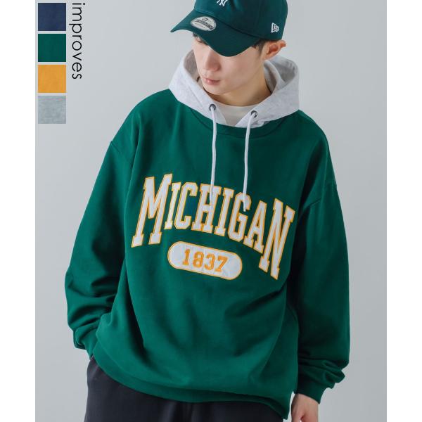 パーカー メンズ スウェット カレッジ ロゴ 刺しゅう 裏毛 トレーナー スエット ビッグシルエット...