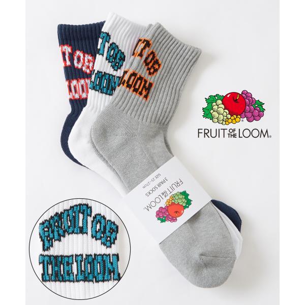 ソックス メンズ FRUIT OF THE LOOM/フルーツオブザルーム 3足セット カレッジロゴ...