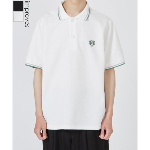 ポロシャツ メンズ 鹿の子 カノコ 半袖 ワンポイント エンブレム 刺しゅう 大きいサイズ シンプル...