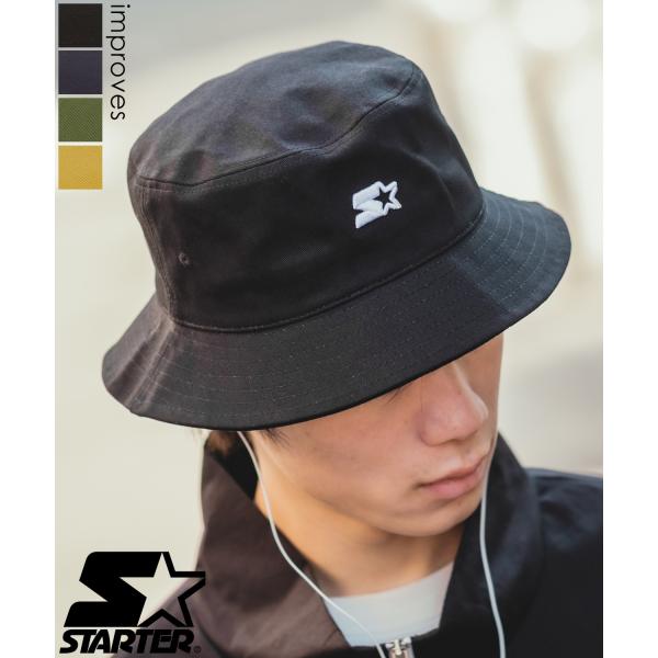 ハット メンズ STARTER スターター ワンポイント ロゴ 刺しゅう 帽子 ツイル バケットハッ...