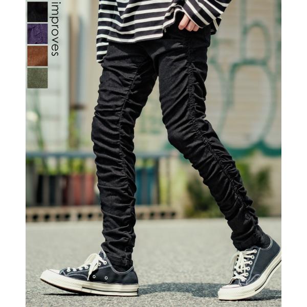 デニムパンツ メンズ スリムパンツ スキニー ストレッチ カラーデニム ジーンズ クシュクシュ 5P...