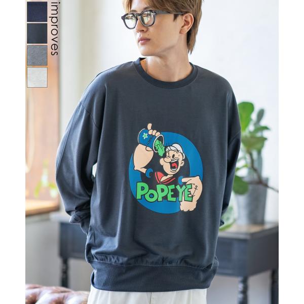 トレーナー メンズ POPEYE ポパイ グラフィック プリント スウェット オーバーサイズ 大きめ...