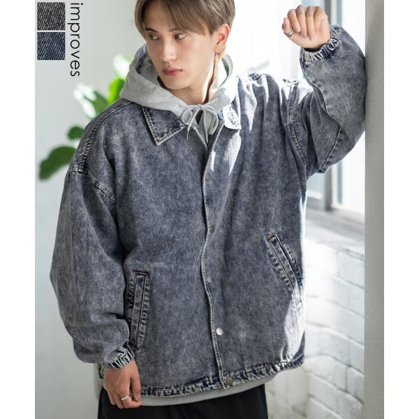 デニムジャケット メンズ ケミカルウォッシュ コーチジャケット Gジャン ブルゾン アウター アメカ...