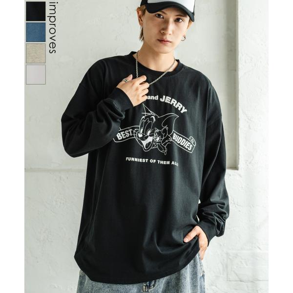長袖Tシャツ メンズ TOM&amp;JERRY トムとジェリー プリント カットソー ロンT カートゥーン...