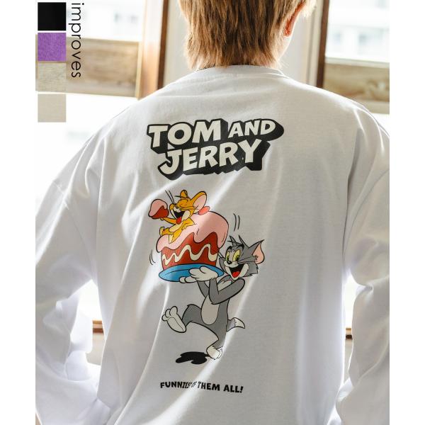 長袖Tシャツ メンズ TOM&amp;JERRY トムとジェリー プリント ケーキ カットソー ロンT カー...