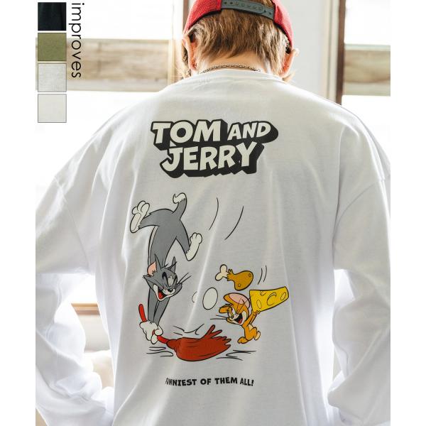 長袖Tシャツ メンズ TOM&amp;JERRY トムとジェリー プリント スウィープ カットソー ロンT ...