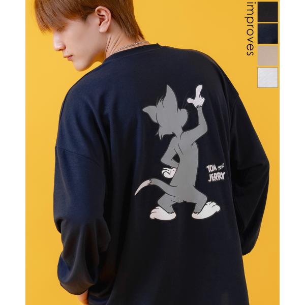 長袖Tシャツ メンズ TOM&amp;JERRY トムとジェリー プリント カットソー ロンT カートゥーン...