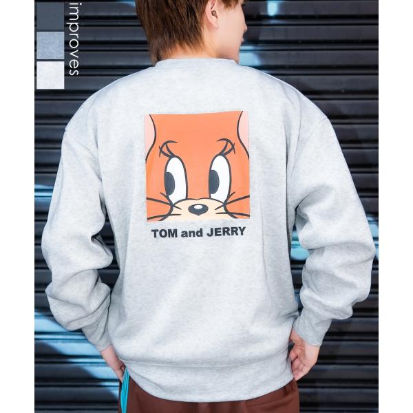 トレーナー メンズ TOM&amp;JERRY  トムとジェリー バックプリント 裏起毛 スウェット クルー...