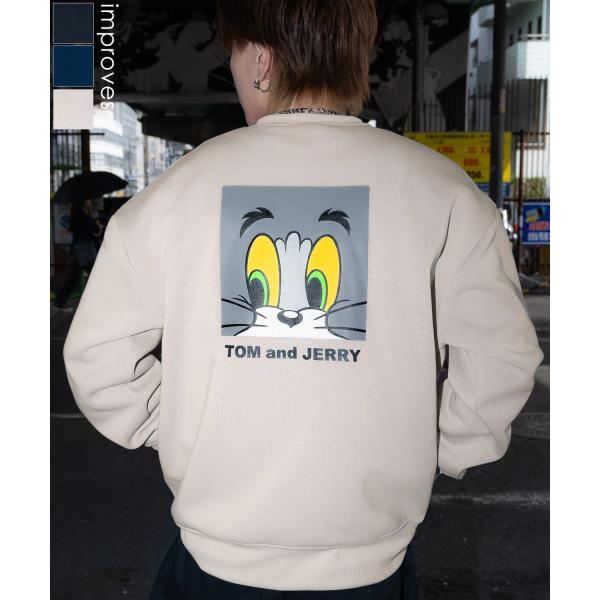 トレーナー メンズ TOM&amp;JERRY  トムとジェリー バックプリント 裏起毛 スウェット クルー...