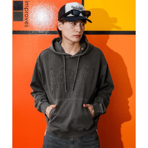 パーカー メンズ 刺しゅう ロゴ ヴィンテージ加工 ショート丈 裏毛 スウェット プルパーカー 秋 ...