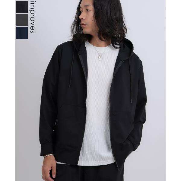 パーカー メンズ ジップアップ 薄手 フーディー フード ストレッチ ジム ワークアウト スポーツM...