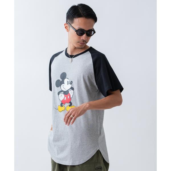 カットソー メンズ ミッキーマウス キャラT キャラクター 半袖 Tシャツ トップス ラグラン 綿1...
