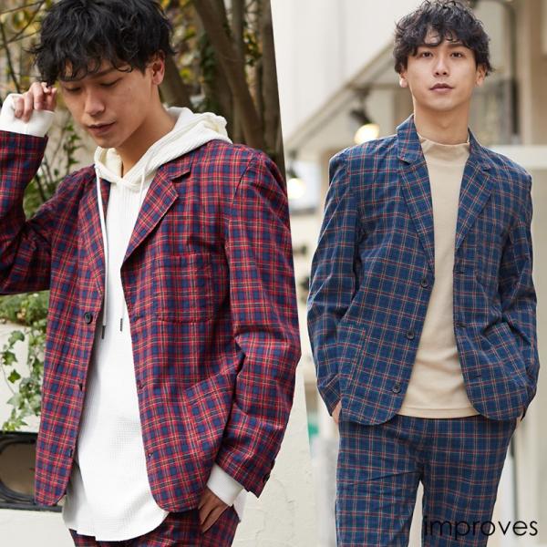チェック テーラードジャケット メンズ 春 アウター ジャケット ブレザー ブルゾン ジャンパー セ...