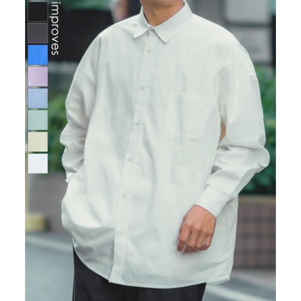長袖シャツ メンズ ブロード レギュラーカラー シャツ カジュアルシャツ ゆったり オーバーサイズ ...