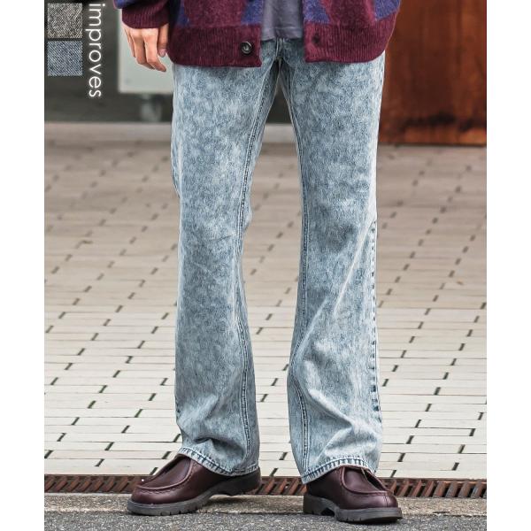 デニムパンツ メンズ ケミカルウォッシュ フレアパンツ ジーンズ デニム フレアカット フレアデニム...