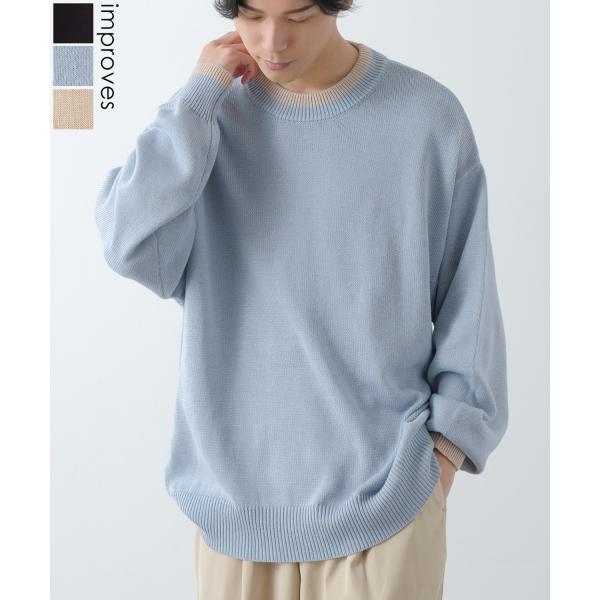 ニットセーター メンズ NULL ヌル ライン ニットソー ニュアンスカラー オーバーサイズ 大きめ...