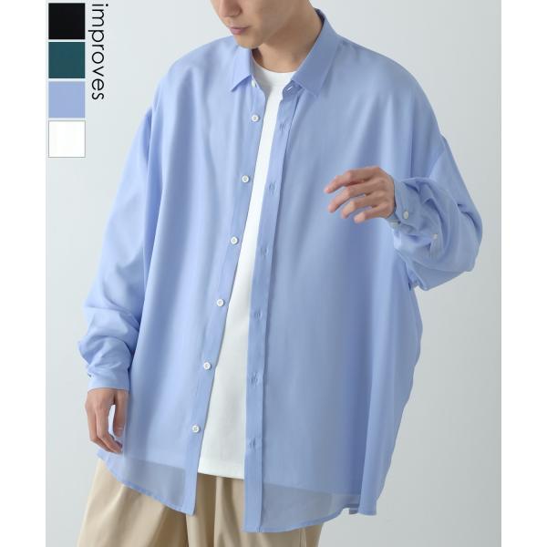 長袖シャツ メンズ NULL ヌル シアーシャツ 透け感 レギュラーカラー ビッグサイズ オーバーサ...