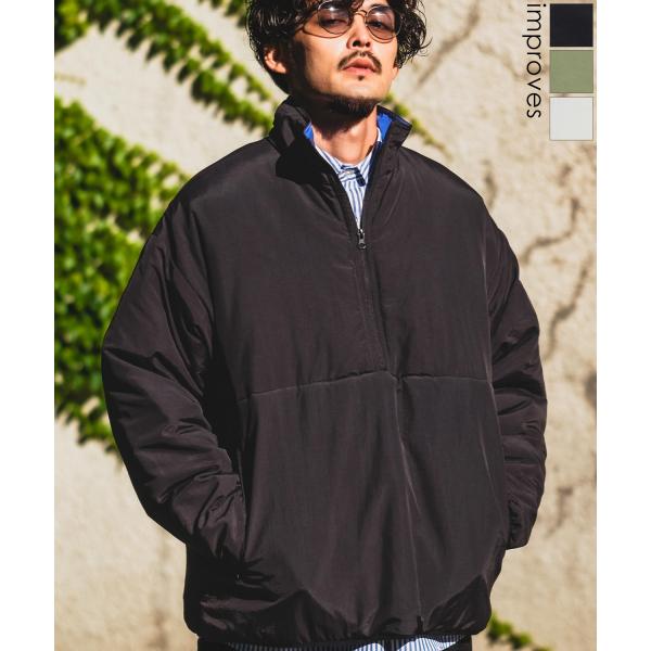 ダウンジャケット メンズ 中綿 ナイロン ハーフジップ ジャンパー ブルゾン アウター 防寒 オーバ...