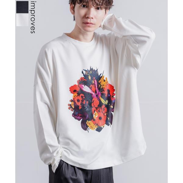 長袖Tシャツ メンズ NULL ヌル ポンチ ドルマンスリーブ フラワープリント カットソー ビッグ...