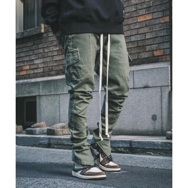 スキニーフィット 裾ジップ カーゴパンツ メンズ