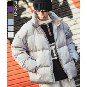 中綿スタンドダウンジャケット メンズ 撥水 コクーンシルエット 大きいサイズ ゆったり ビッグシルエット オーバーサイズ 韓国ファッション ストリート