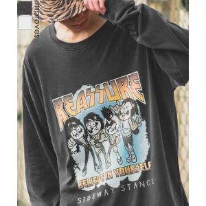 長袖Tシャツ メンズ SIDEWAY STANCE サイドウェイスタンス オリジナルプリント グラフィック ロンT ヴィンテージ ハードロック ストリート ロックT バンドT｜improves