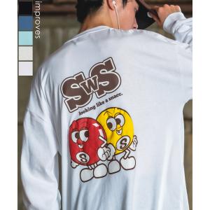 長袖Tシャツ メンズ SIDEWAY STANCE サイドウェイスタンス オリジナルプリント グラフィック ロンT SWS's エイトボール オーバーサイズ スケーター ストリート｜improves