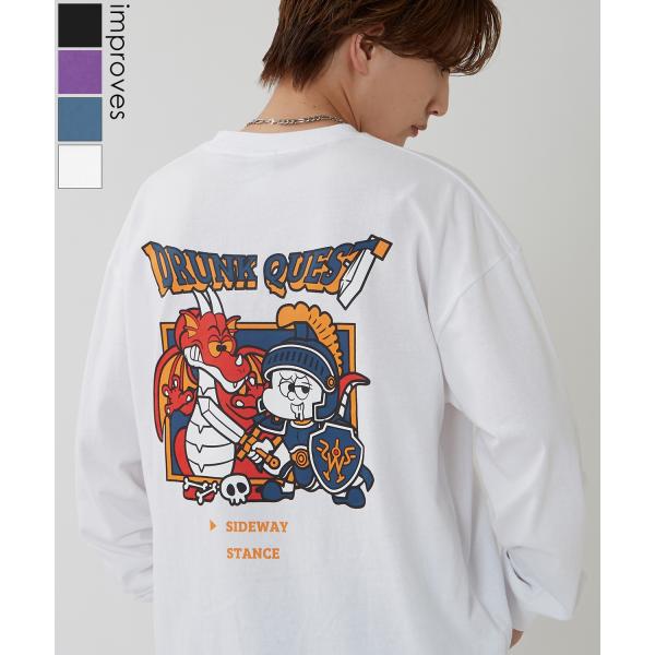 長袖Tシャツ メンズ SIDEWAY STANCE サイドウェイスタンス オリジナルプリント クエス...