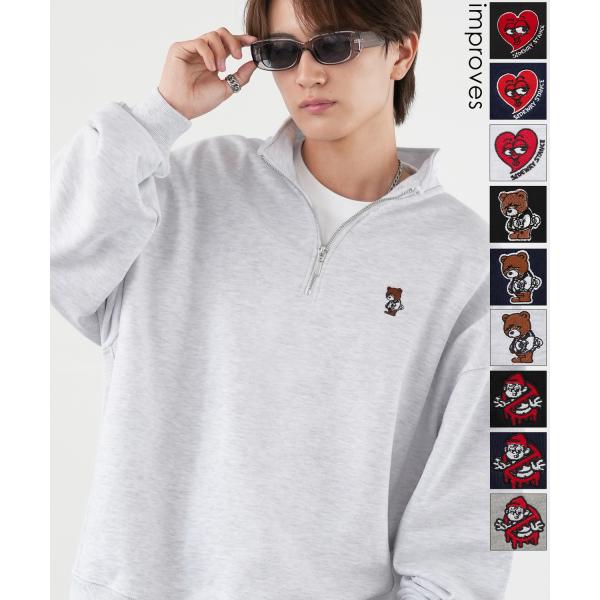 トレーナー メンズ SIDEWAY STANCE サイドウェイスタンス ワンポイント刺しゅう ハーフ...