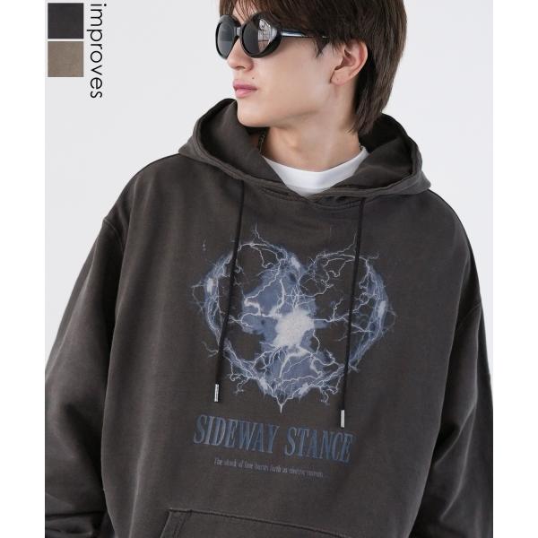パーカー メンズ SIDEWAY STANCE サイドウェイスタンス ピグメント加工 サンダーハート...