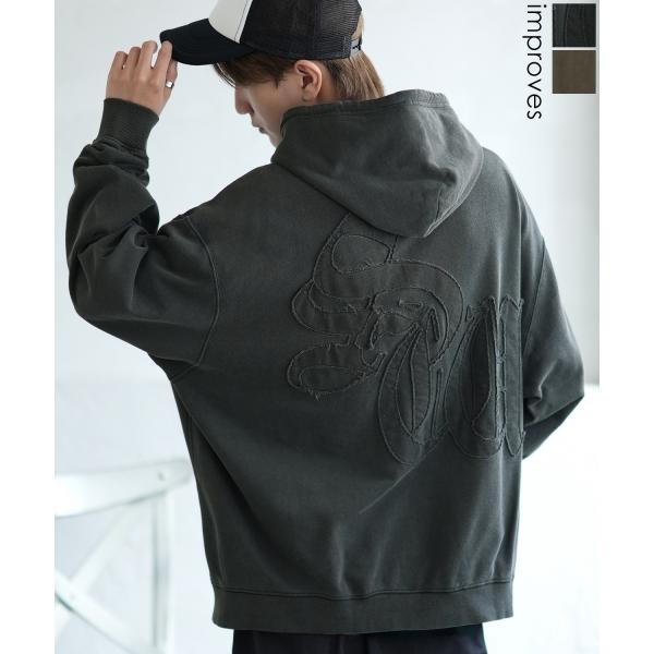 パーカー メンズ SIDEWAY STANCE サイドウェイスタンス ピグメント加工 バック 刺しゅ...