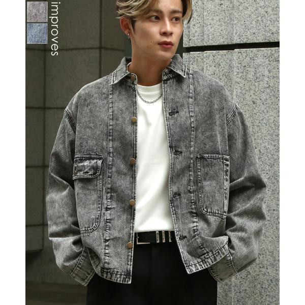 デニムジャケット メンズ SIDEWAY STANCE サイドウェイスタンス ケミカルウォッシュ 1...