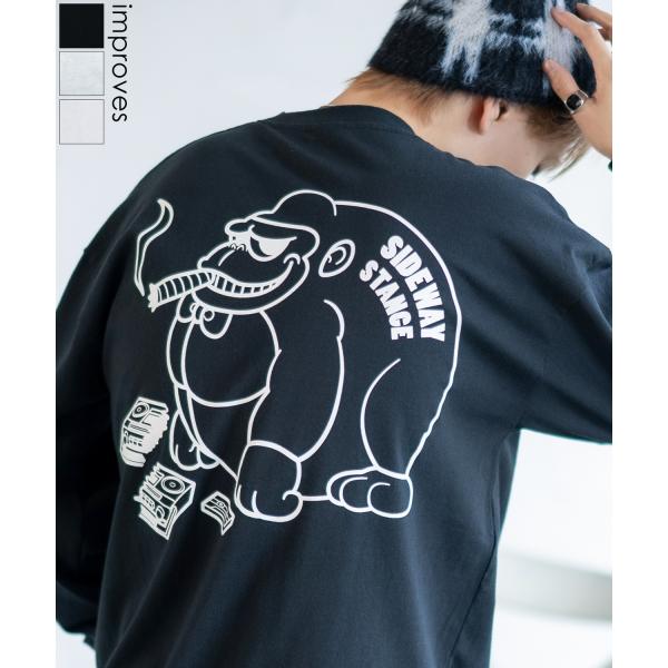 長袖Tシャツ メンズ SIDEWAY STANCE サイドウェイスタンス オリジナルプリント ゴリラ...