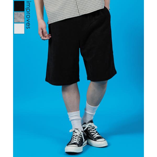 ショートパンツ メンズ SIDEWAY STANCE サイドウェイスタンス パイル地 ハーフパンツ ...
