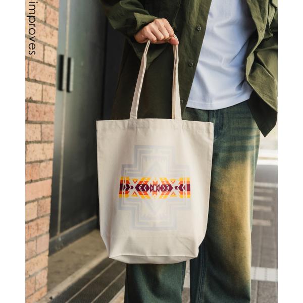 トートバッグ メンズ バック 通勤 通学 サブバック ネイティブ 柄 小物 プリント 刺しゅう スケ...