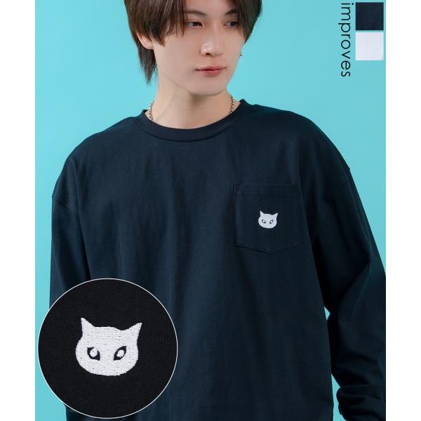 長袖Tシャツ メンズ SIDEWAY STANCE サイドウェイスタンス 猫刺しゅう ワンポイント ...