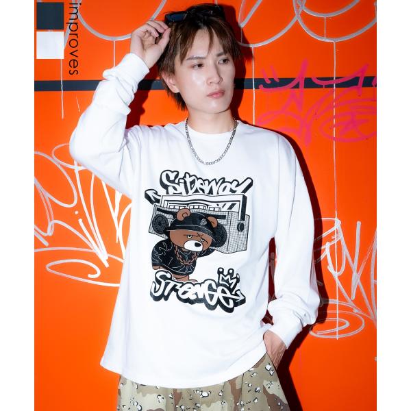 長袖Tシャツ メンズ SIDEWAY STANCE サイドウェイスタンス オーディオ ベア プリント...
