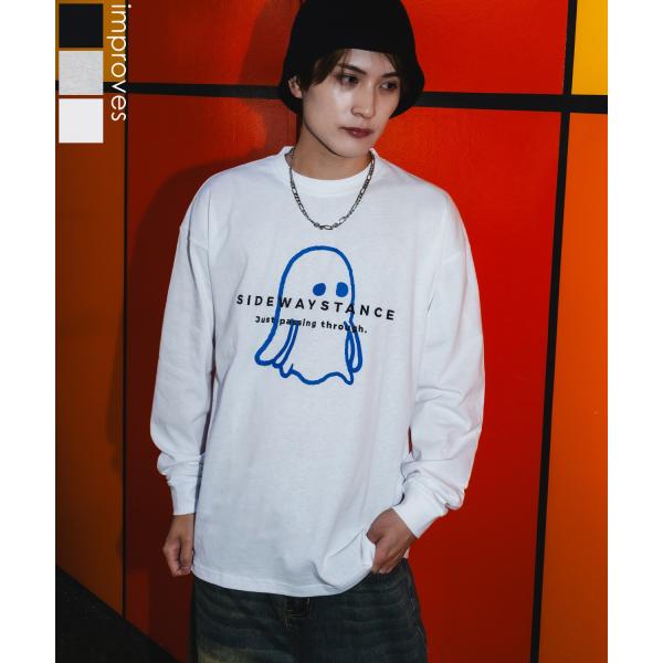 長袖Tシャツ メンズ SIDEWAY STANCE サイドウェイスタンス フロントプリント おばけイ...