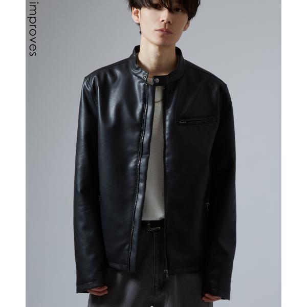 ブルゾン メンズ シンセティックレザー PUレザー 合成皮革 シングル ライダースジャケット アメカ...