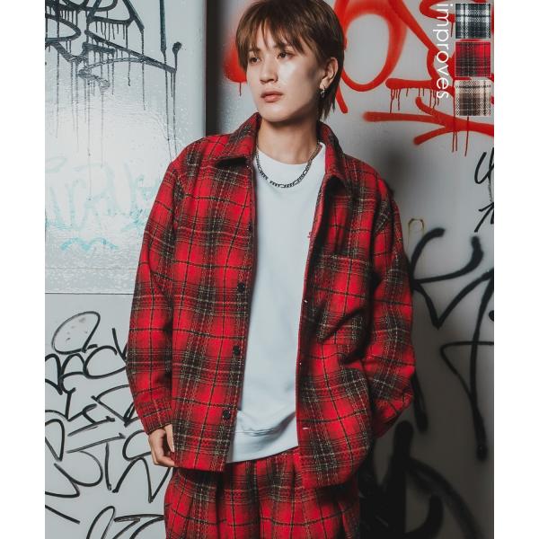 カバーオール メンズ チェック柄  大きめ アメカジ カジュアル スケーター ストリート Y2K 9...