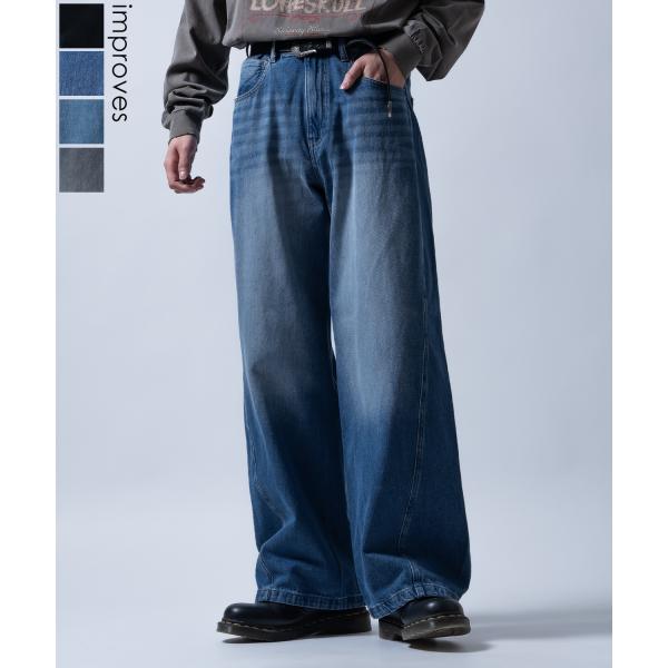 ジーンズ メンズ デニムパンツ ワイドパンツ フレアパンツ ビッグシルエット カジュアル アメカジ ...