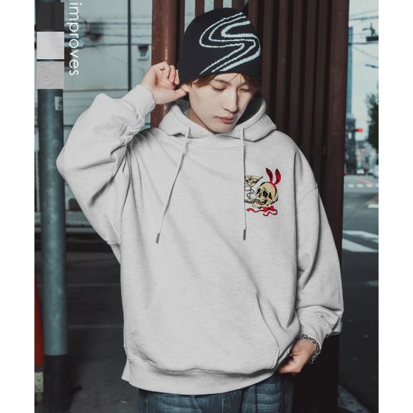 パーカー メンズ レディース バニースカル プルオーバーパーカー スウェット 裏毛 プリント ビッグ...