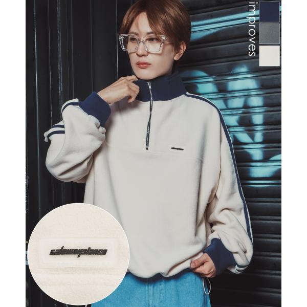 フリースプルオーバー メンズ レディース ハーフジップ トラックジャケット 長袖 シリコンワッペン ...