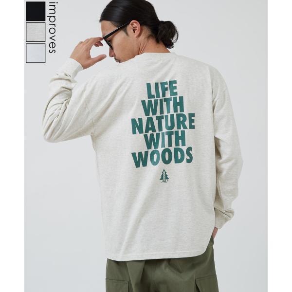 長袖Tシャツ メンズ WOODS別注 ウッズ ロンT カットソー  ビッグシルエット アウトドア カ...