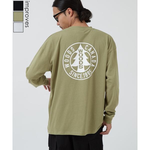 長袖Tシャツ メンズ WOODS別注 ウッズ ロンT カットソー  ビッグシルエット アウトドア カ...