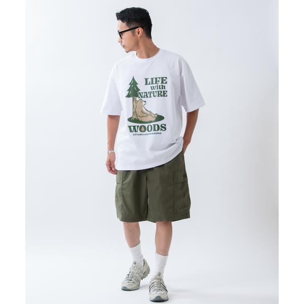 半袖Tシャツ メンズ WOODS別注 ウッズ カットソー ベア ビッグシルエット アウトドア カジュ...