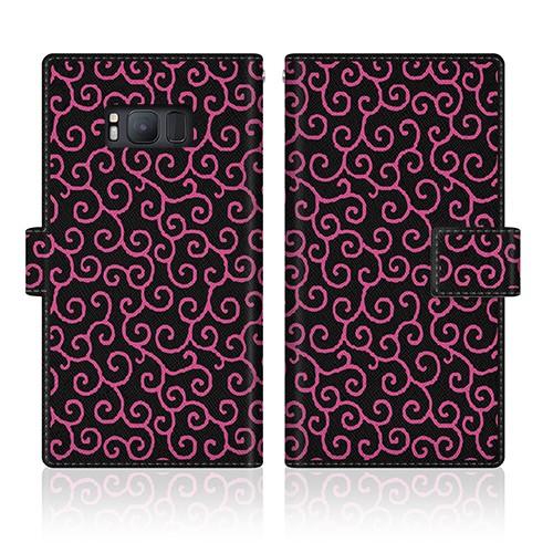 Android One (507SH) オリジナルデザイン 【 モダン 唐草模様 ブラック &amp; ピン...